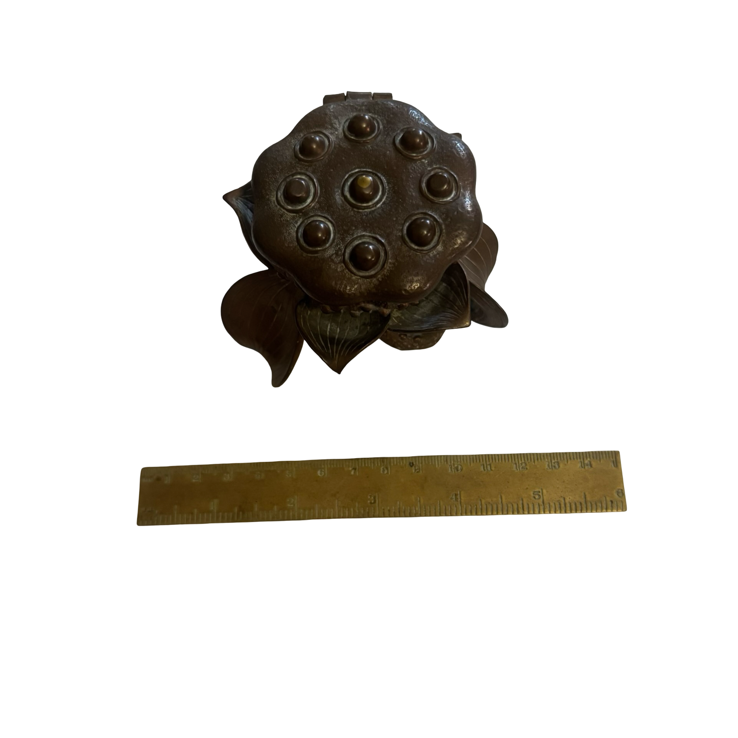 Bronze Lotus Flower Inkwell