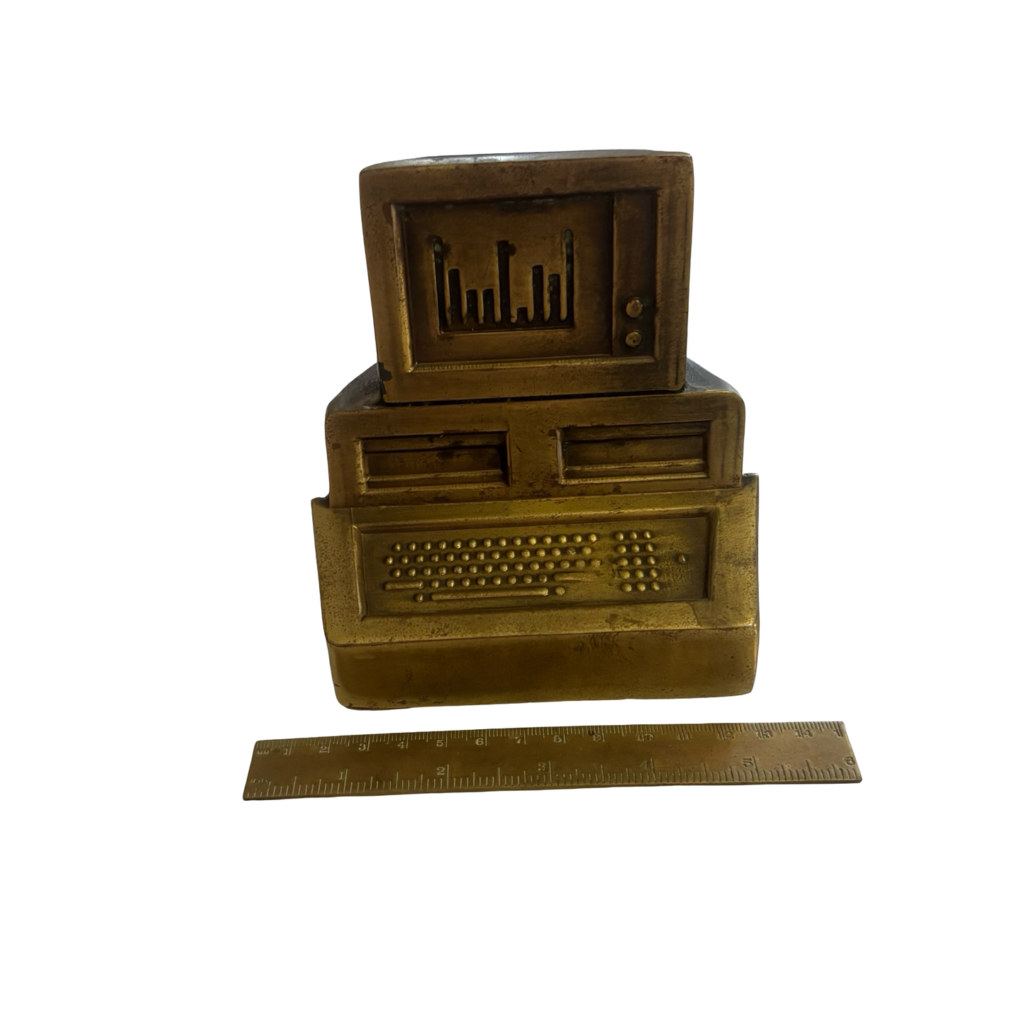 Cast Brass Computer Single Bookend