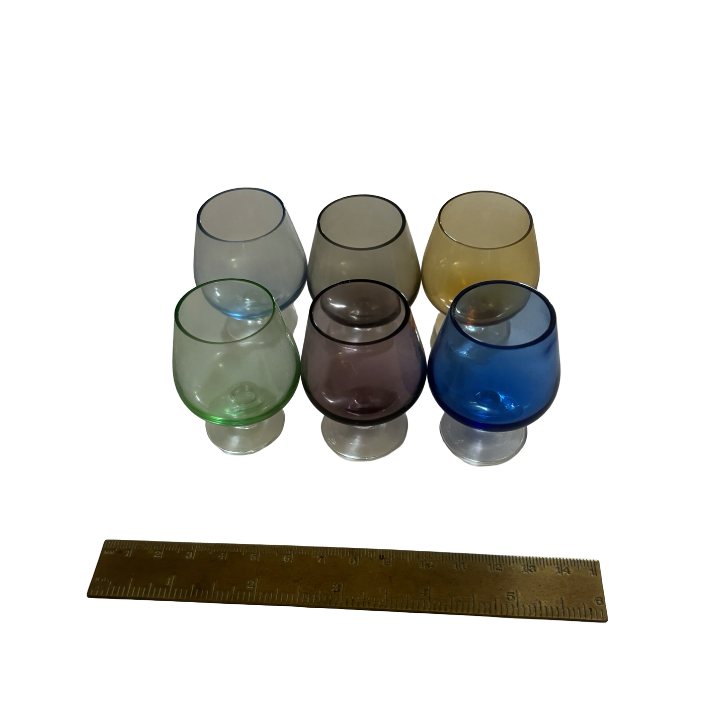 Set of Six Multicolored Mini Snifters
