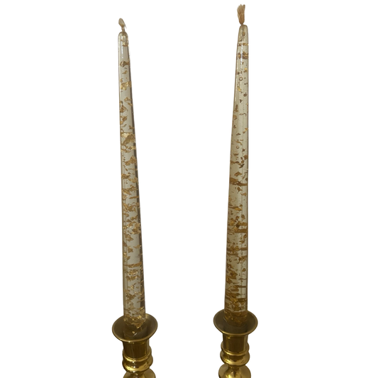 Large Clear Lucite Candle Pair