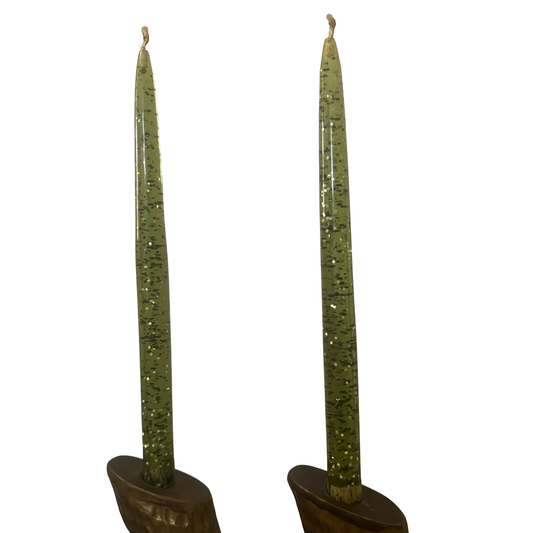 Pair of Large Green Lucite Candles