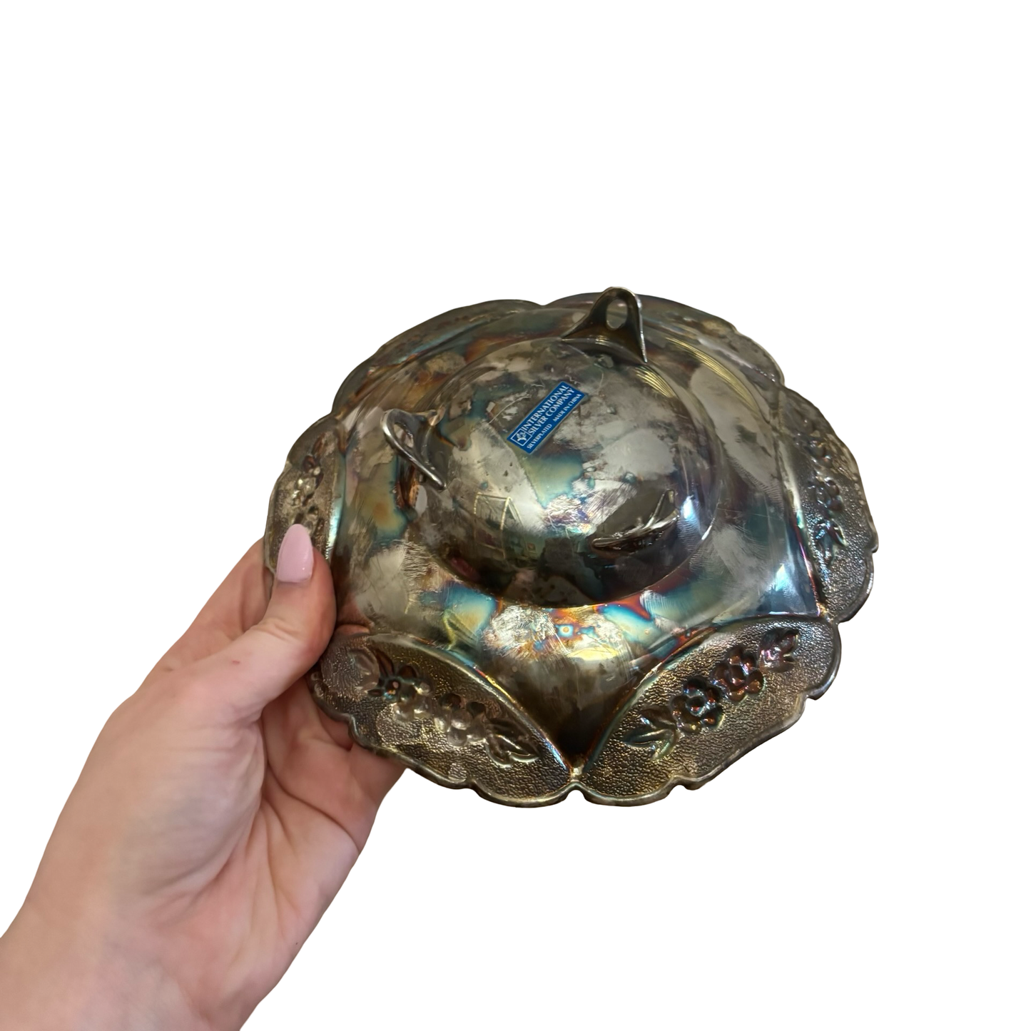 Silver-plate Footed Bowl with Floral Design