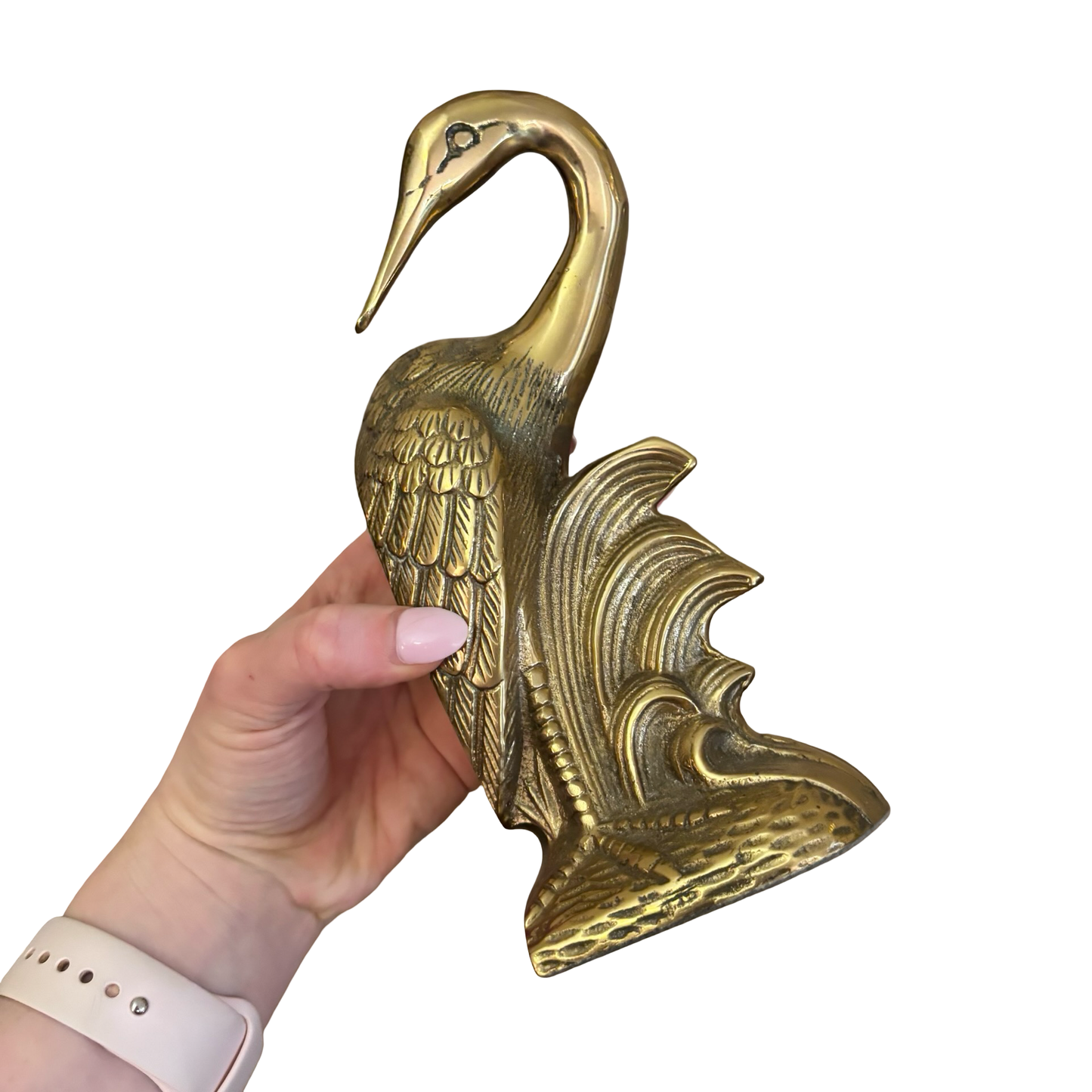 Brass Crane Bookend Pair