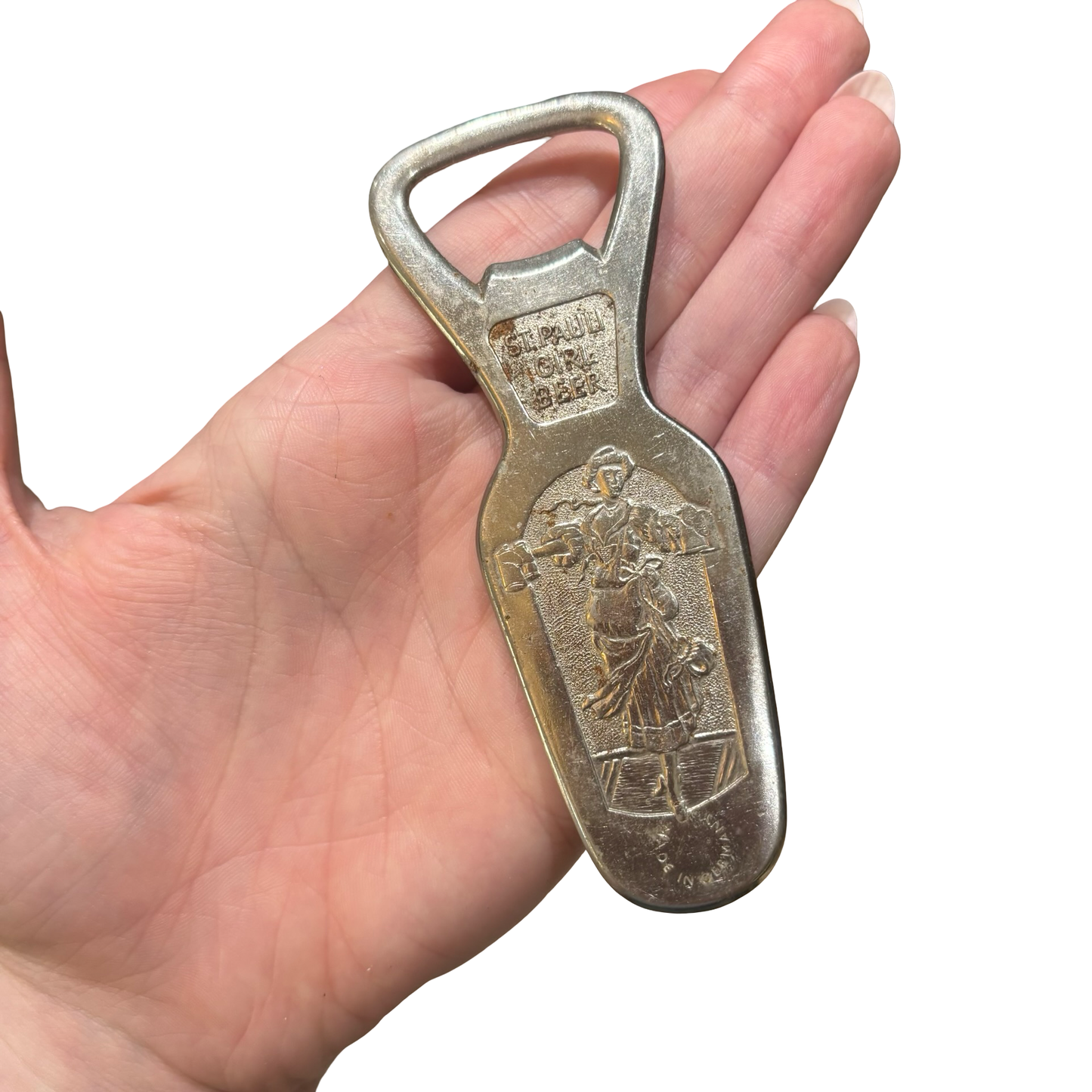 Silver St. Paulie Beer Girl Bottle Opener