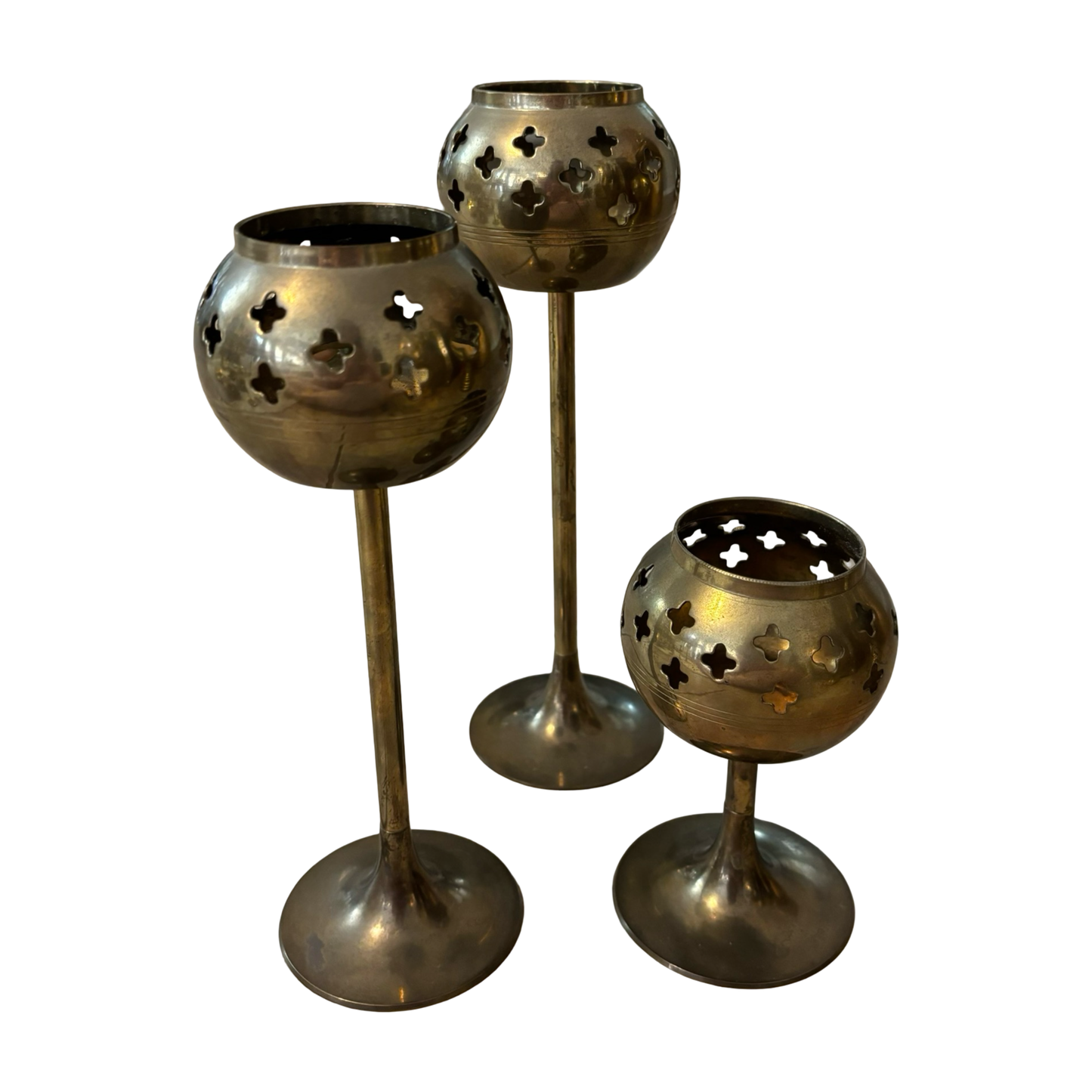 Brass Graduated Votive Holder Trio