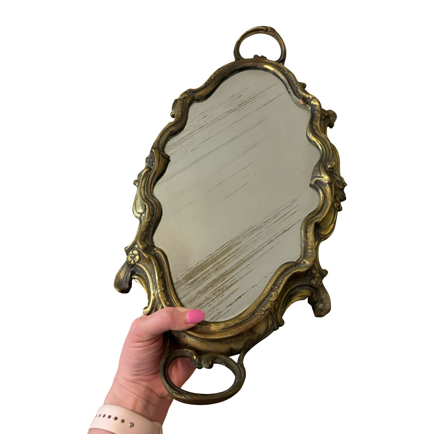 Ornate French Bronze Mirrored Tray