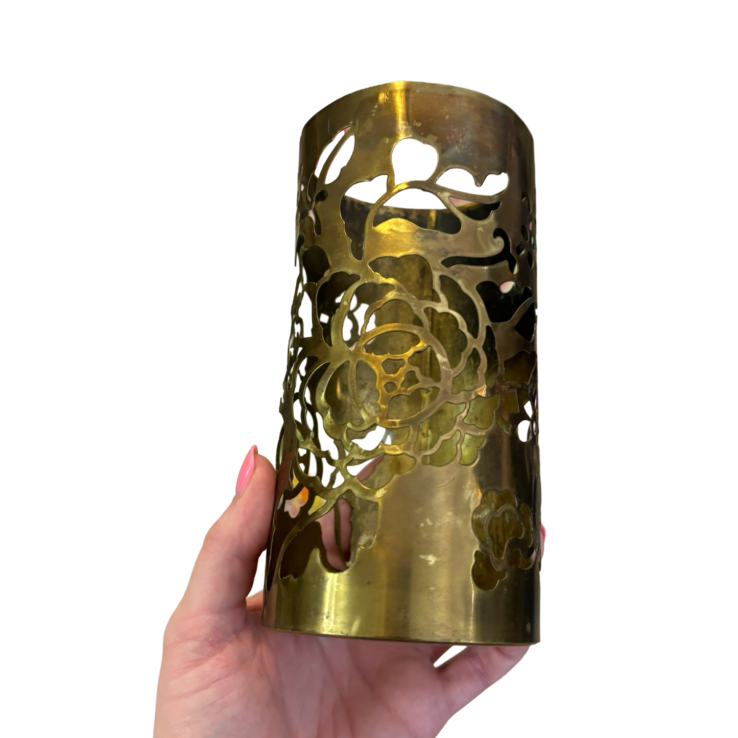 Brass Rose Motif Votive