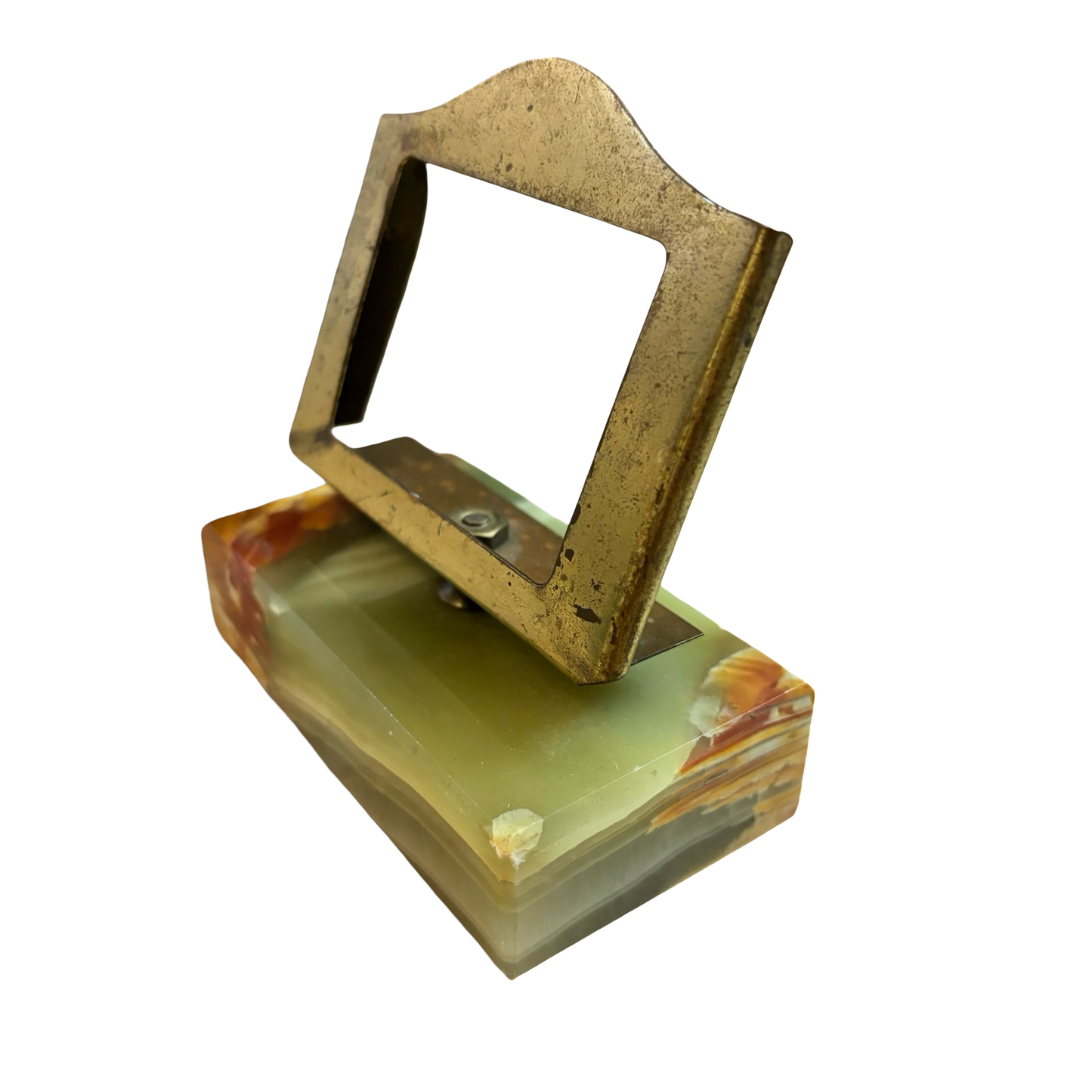 Brass and Green Onyx Business Card Stand