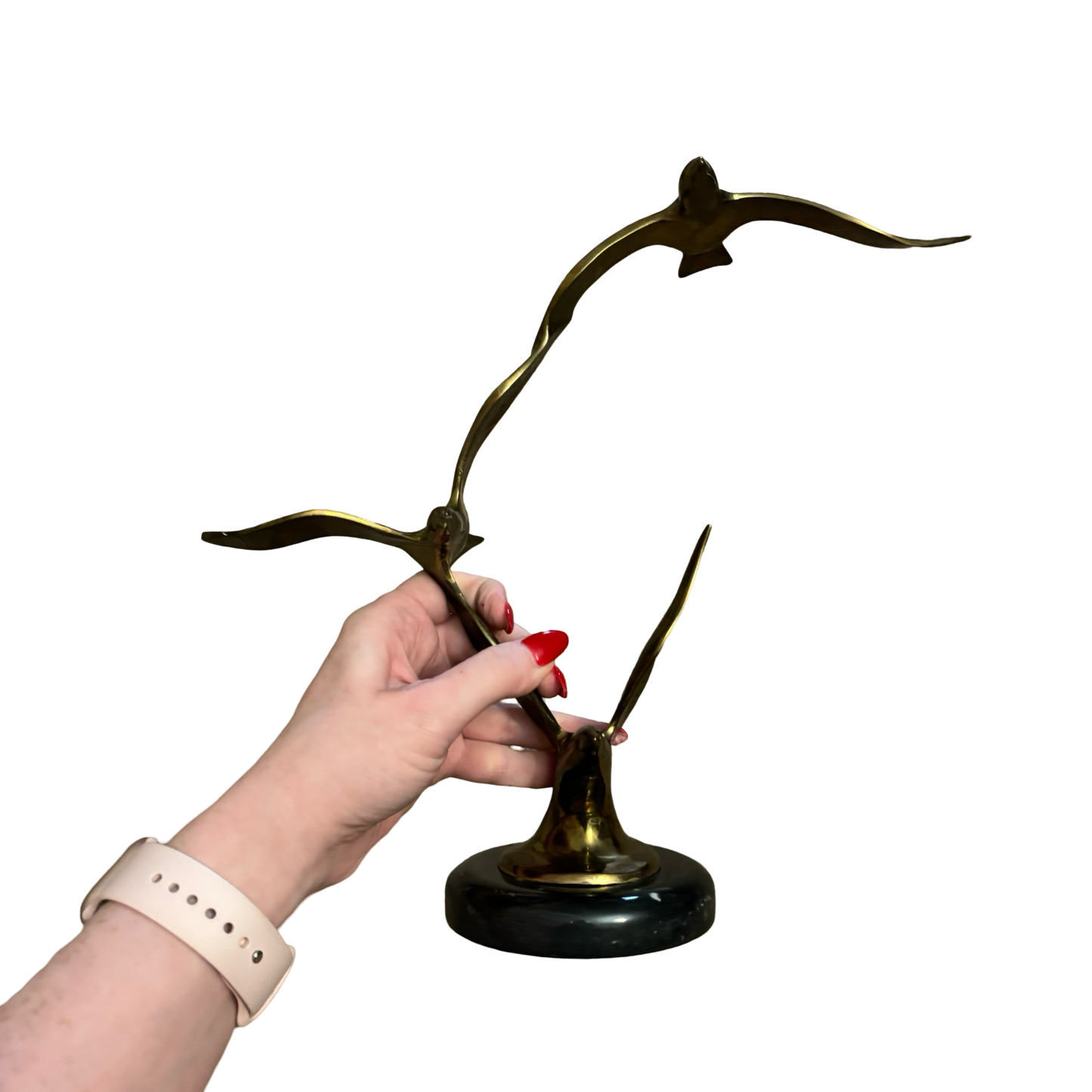 Brass Bird Sculpture with Marble Base