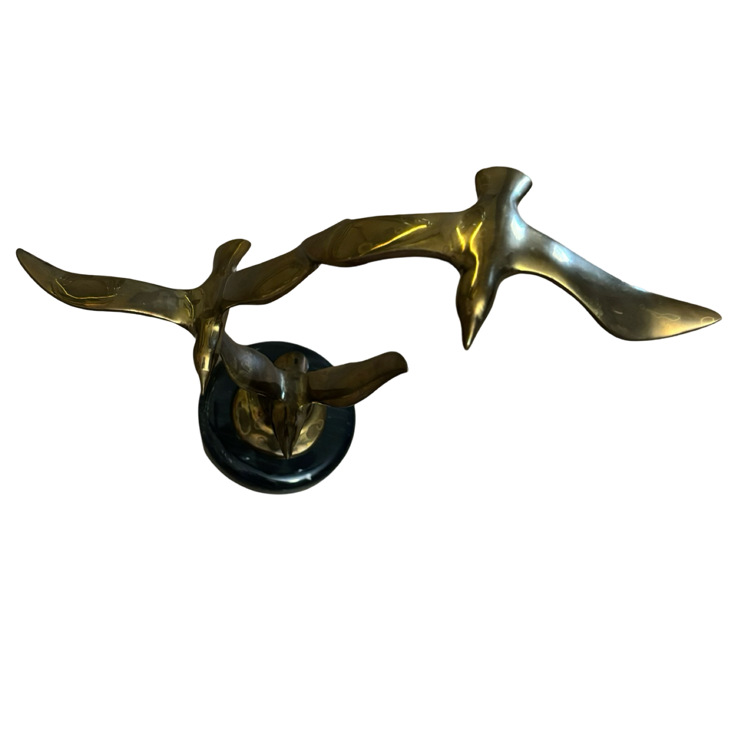 Brass Bird Sculpture with Marble Base