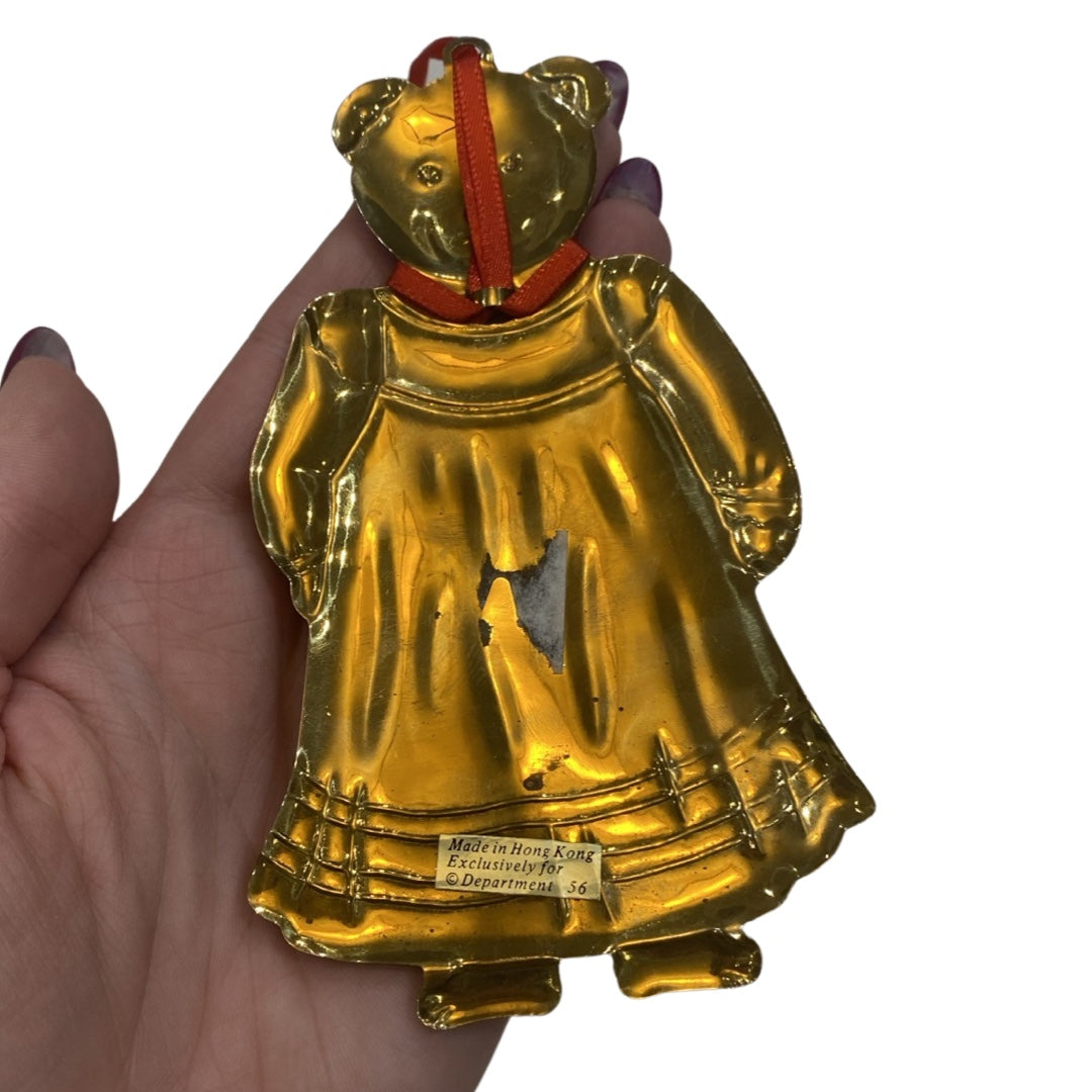 Brass Teddy Bear Girl Ornament