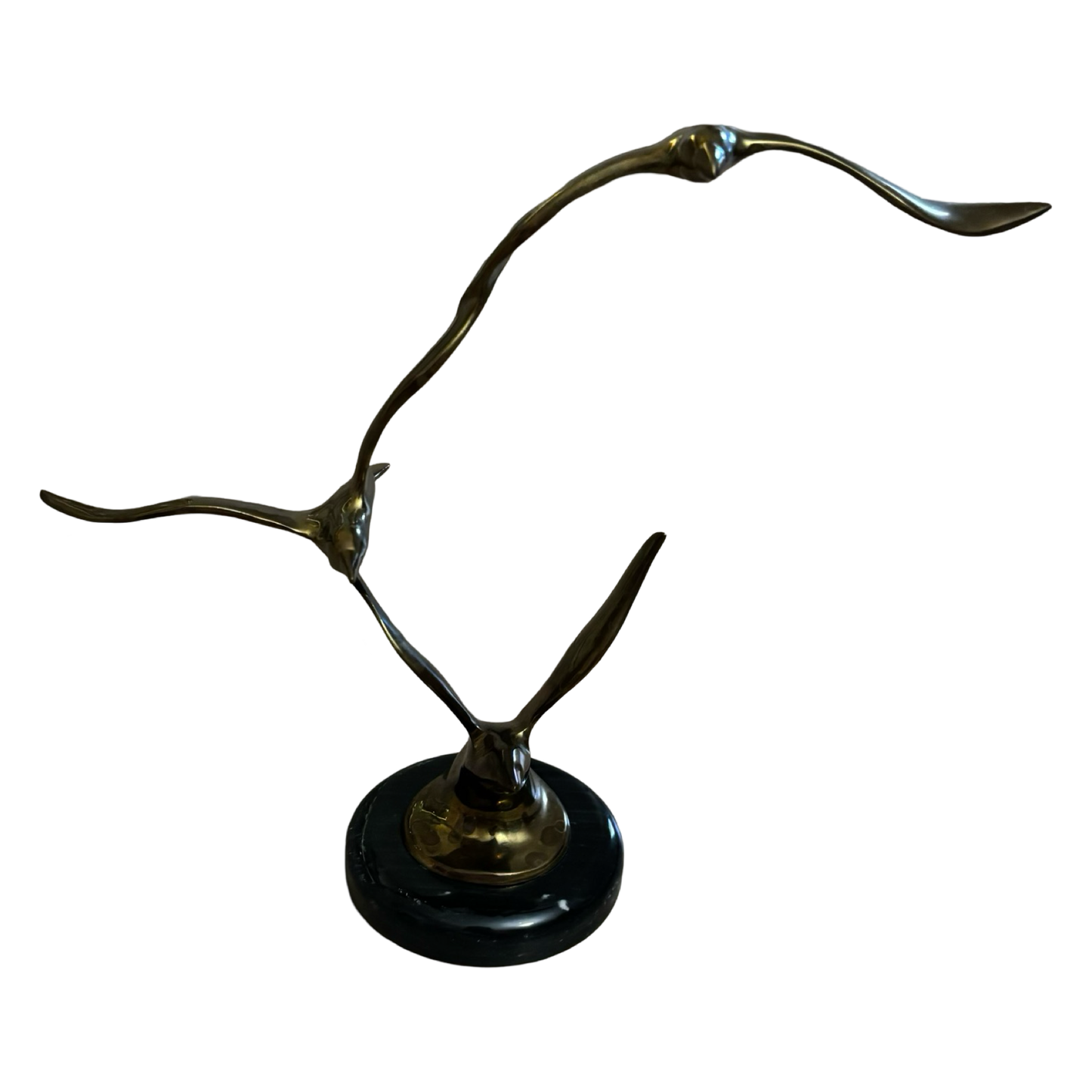 Brass Bird Sculpture with Marble Base