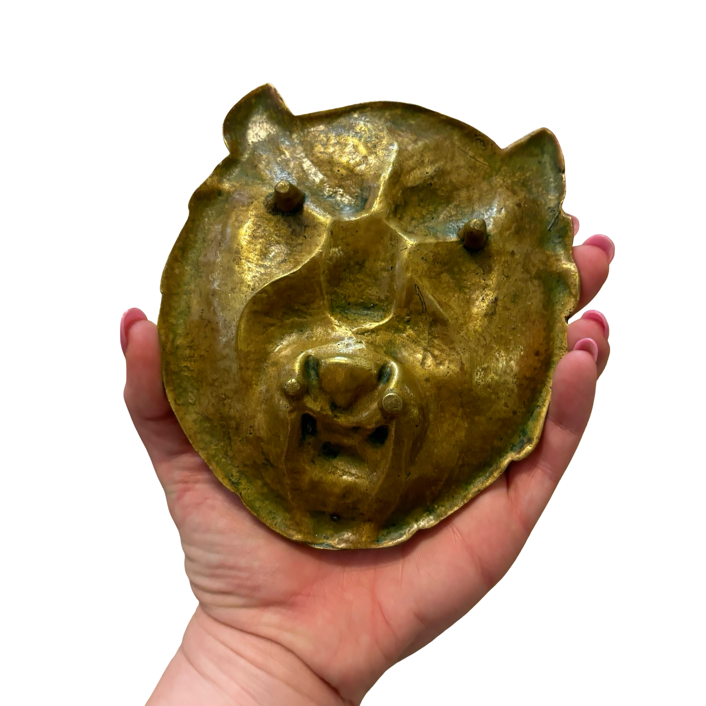 Brass Lion Face Trinket Dish