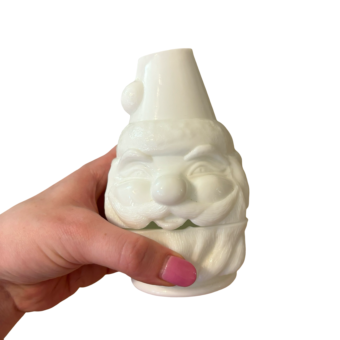 Fenton Santa Milk Glass Fairy Lamp