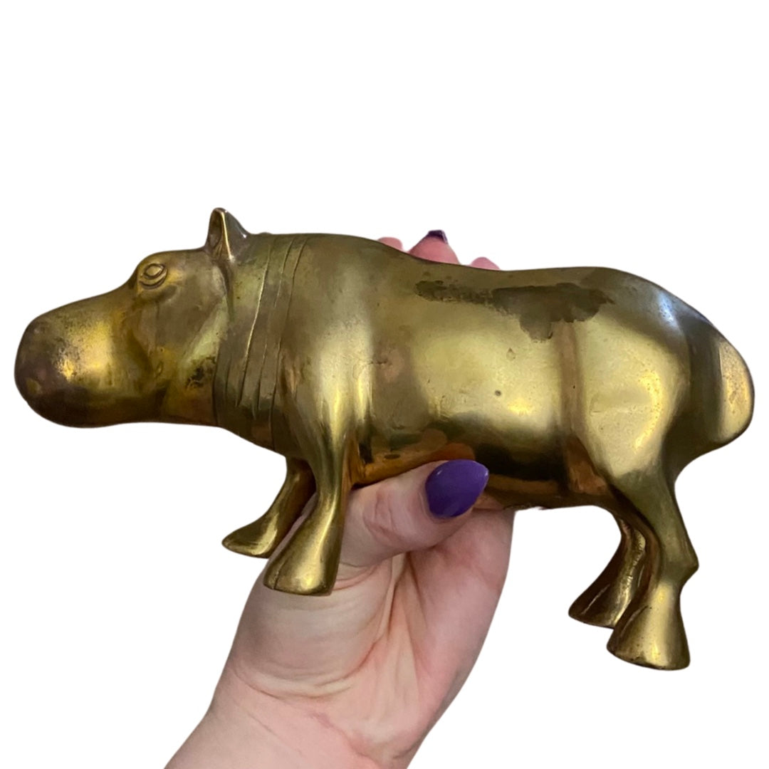 Large Brass Hippo