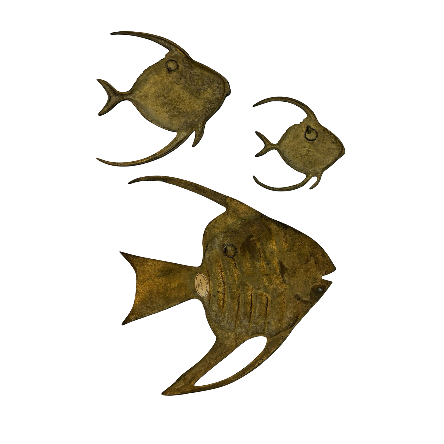 Set of Three Brass Fish Wall Decor