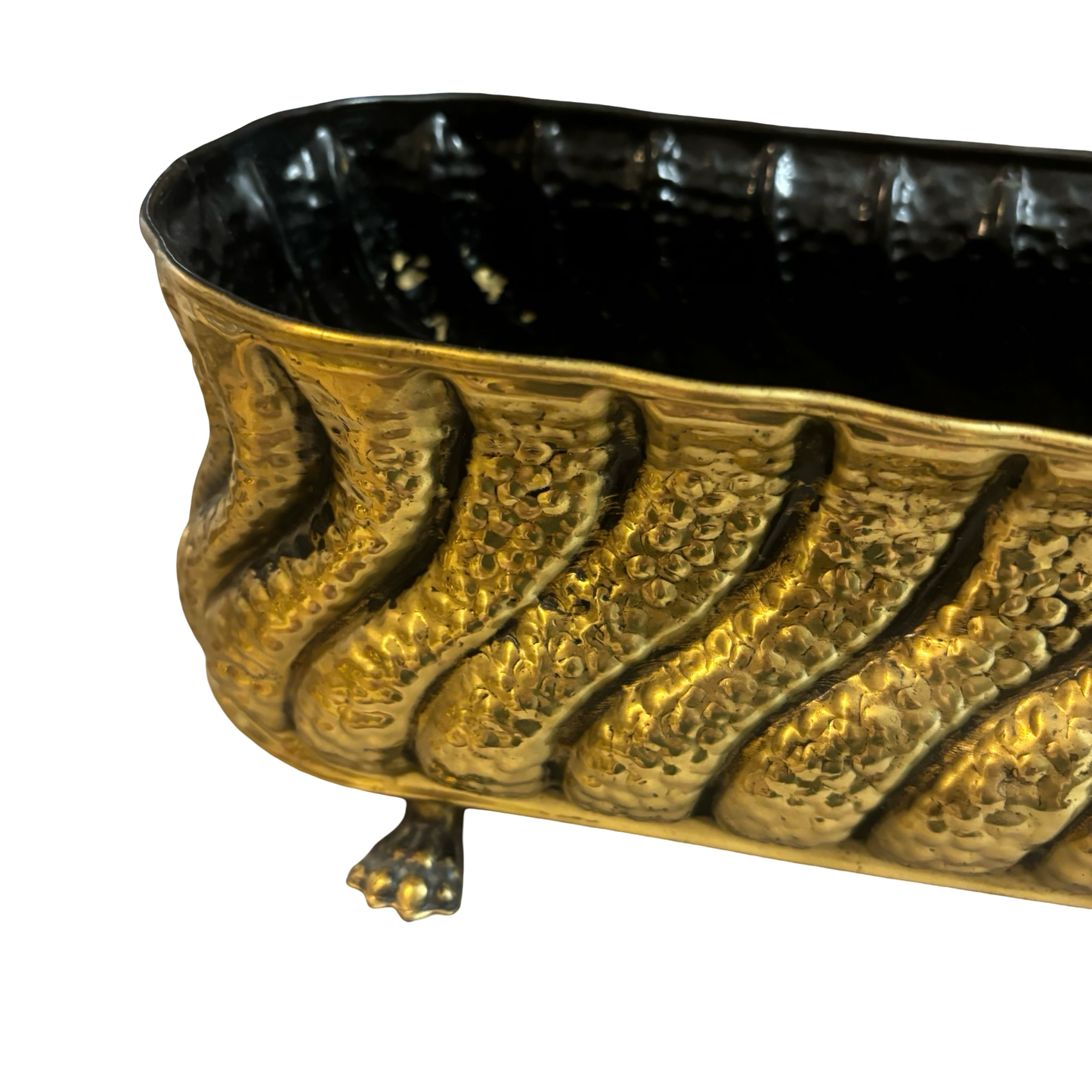 Large English Brass Footed Planter