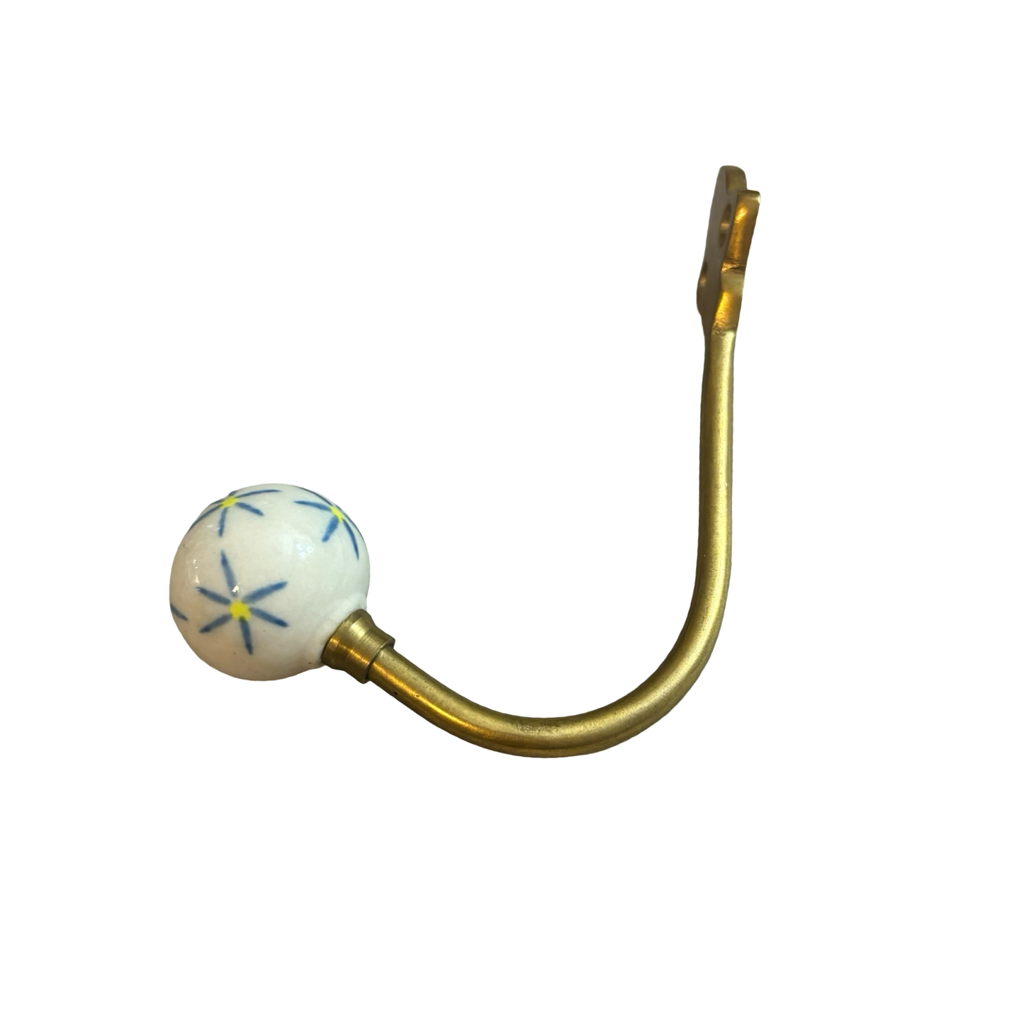 Brass Wall Hook with Porcelain Knob
