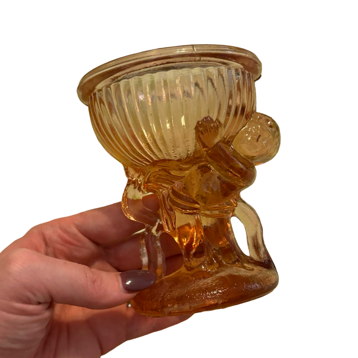 Pink Glass Cherub Vessel