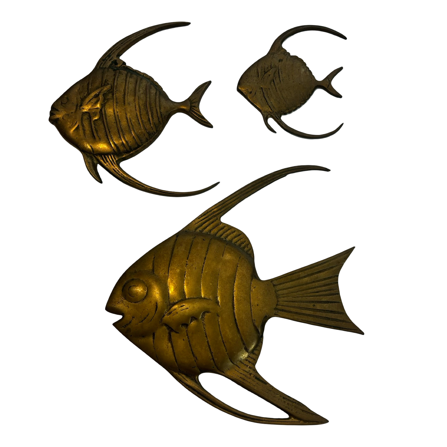 Set of Three Brass Fish Wall Decor