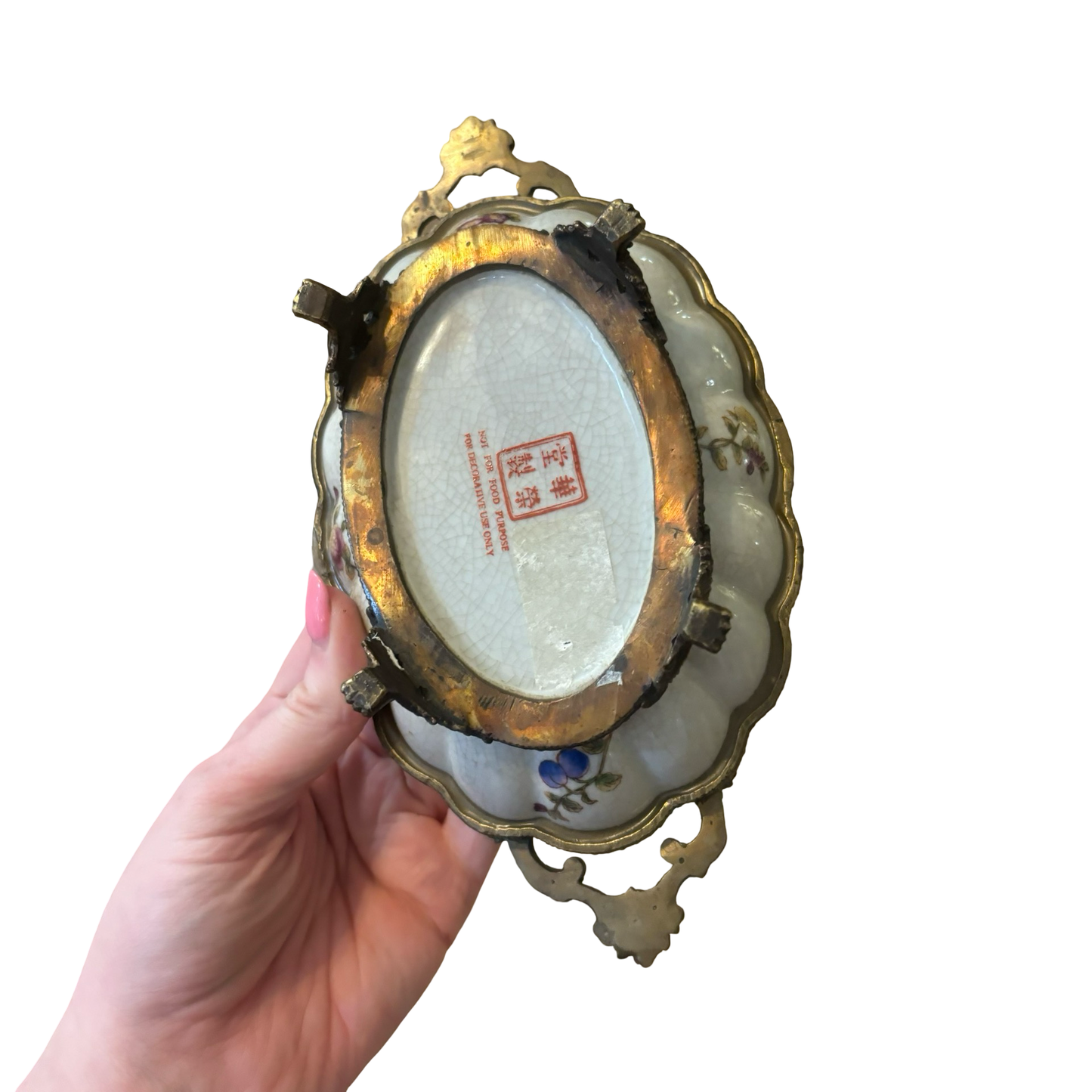 Porcelain Bronze Rimmed Footed Tray