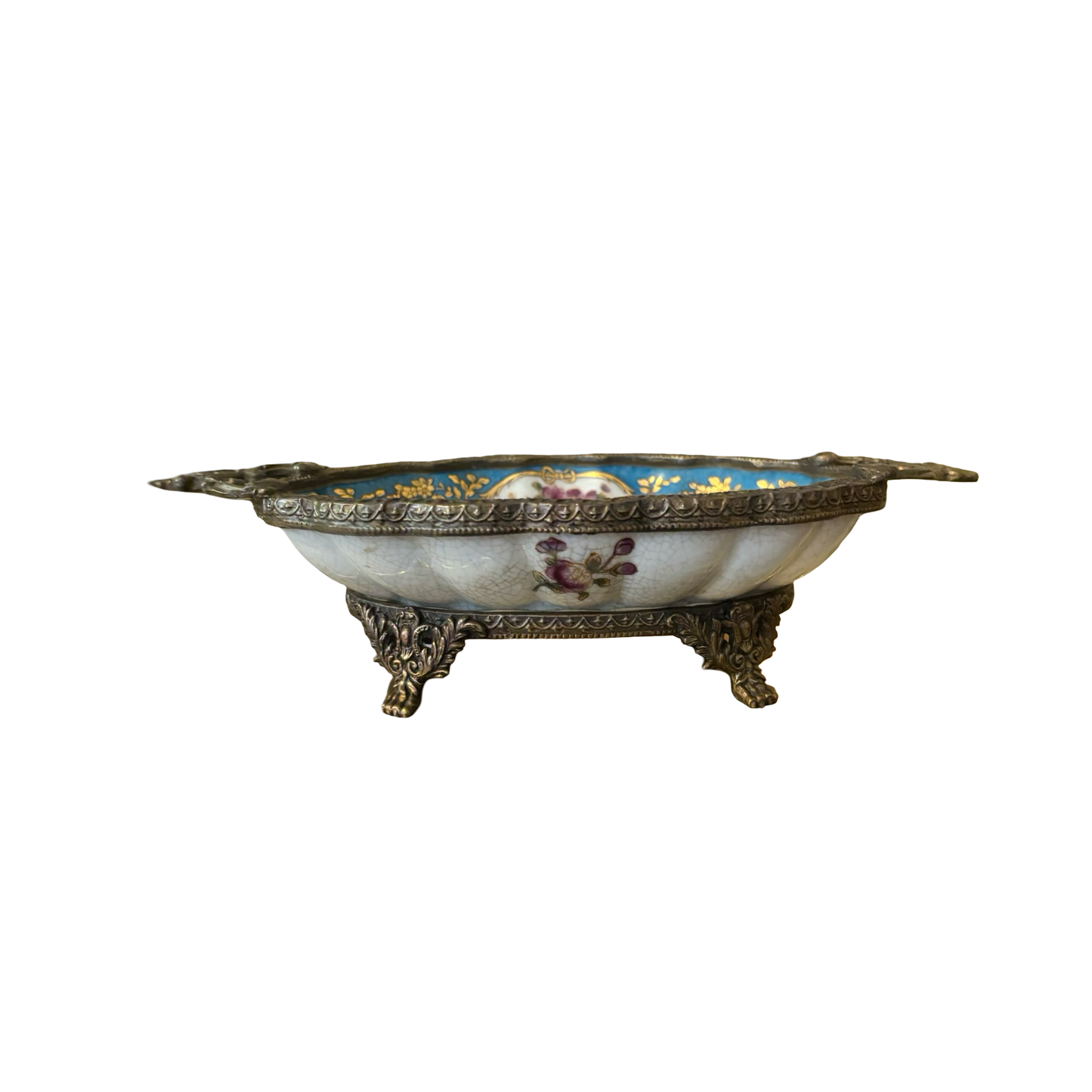 Porcelain Bronze Rimmed Footed Tray