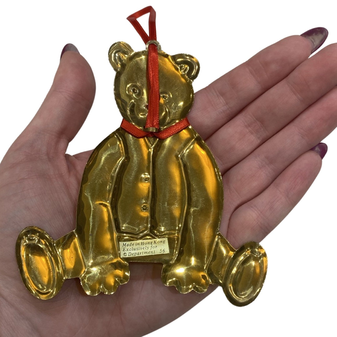 Brass Bow Tie Bear Ornament