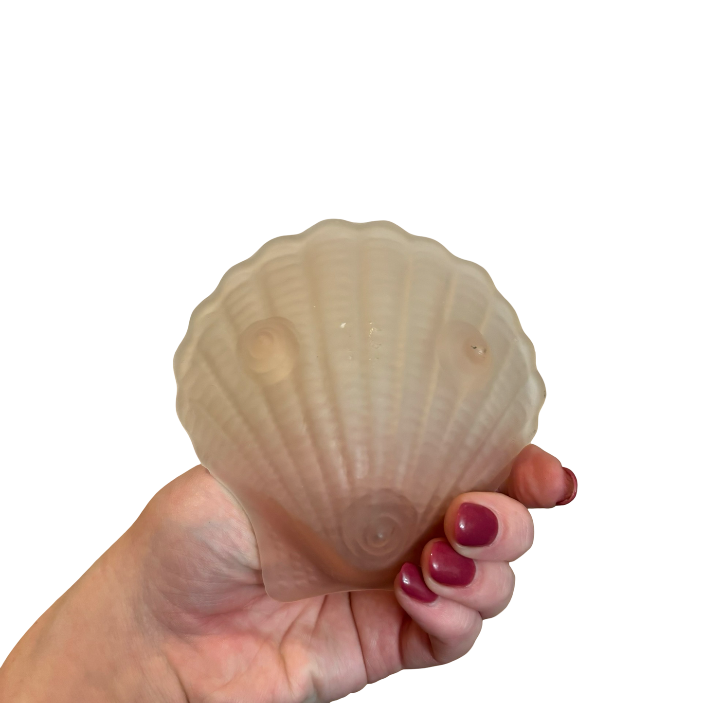 Pink Frosted Glass Shell Dish with Nautical Themed Matches