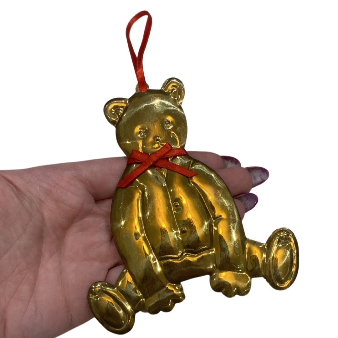 Brass Bow Tie Bear Ornament