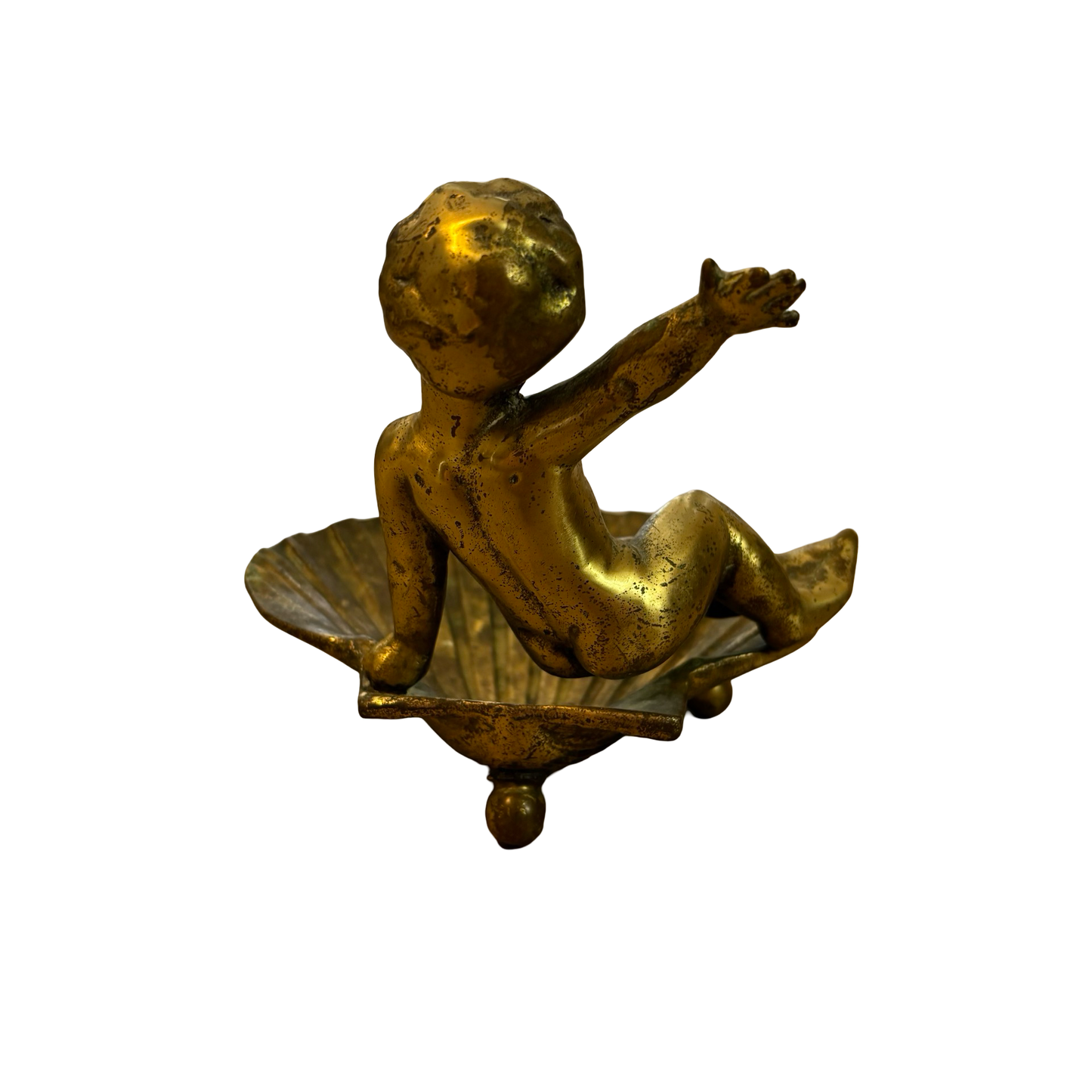 Brass Shell and Cherub Dish
