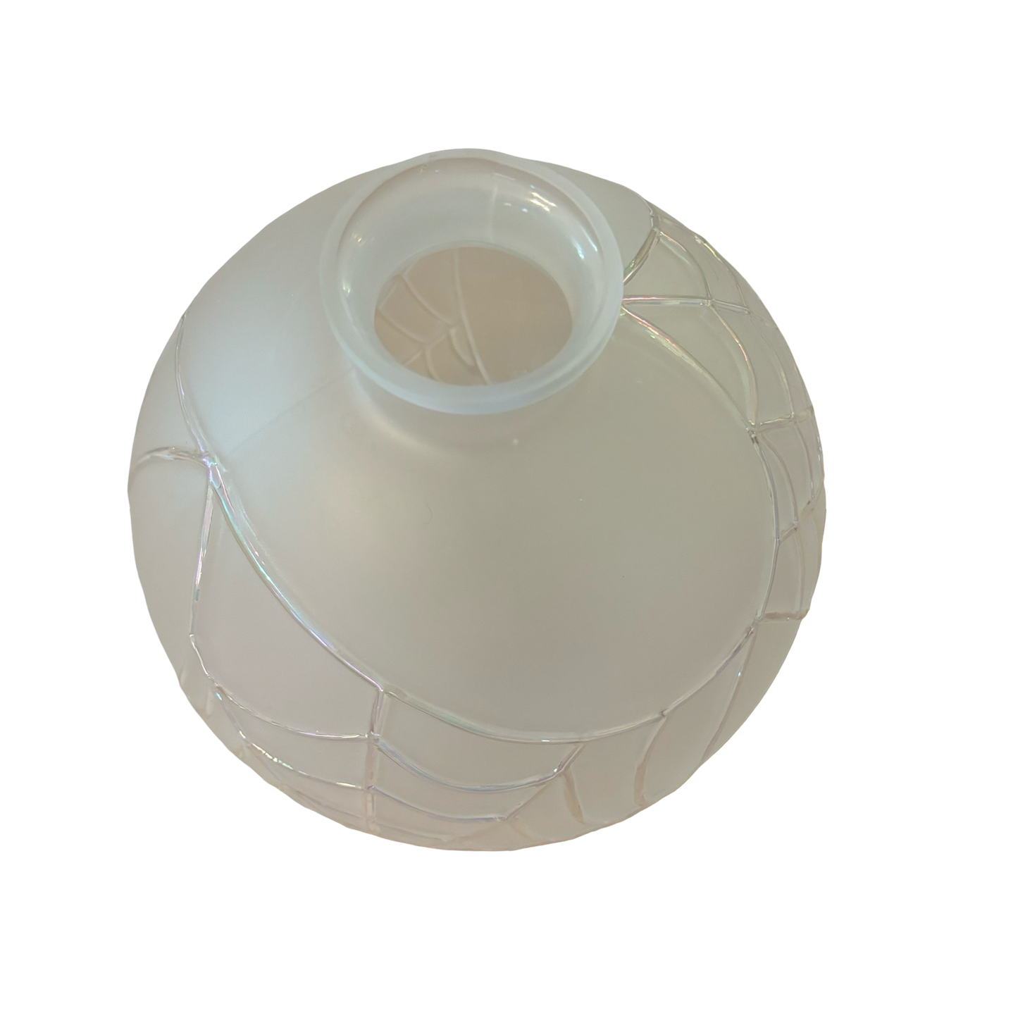 Large Frosted Glass Vase with Iridescent Spiderwebs