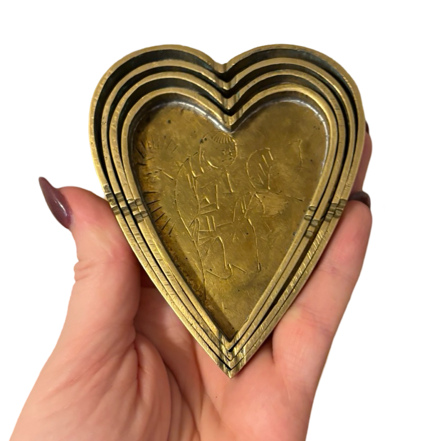 Brass Etched Nesting Heart Dishes