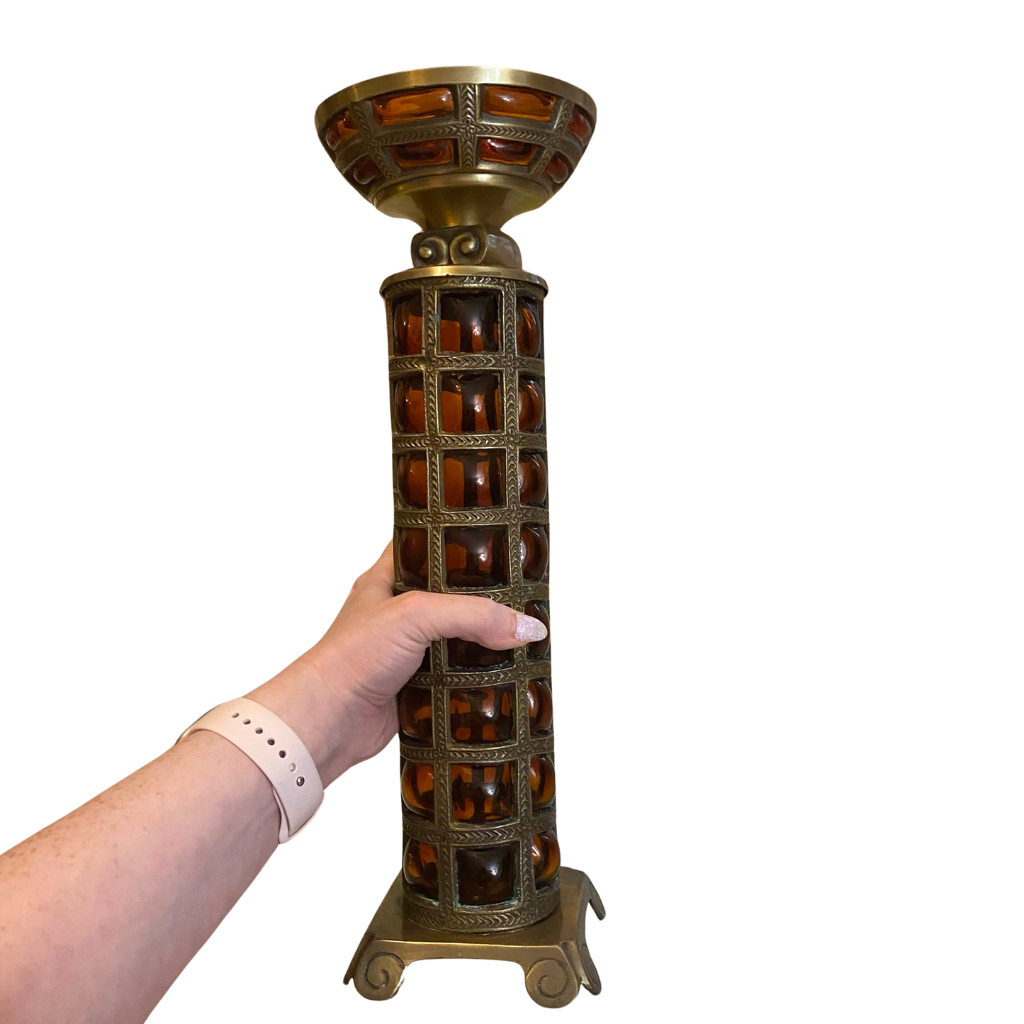 Brass Caged Bubble Apothecary Candle Stands