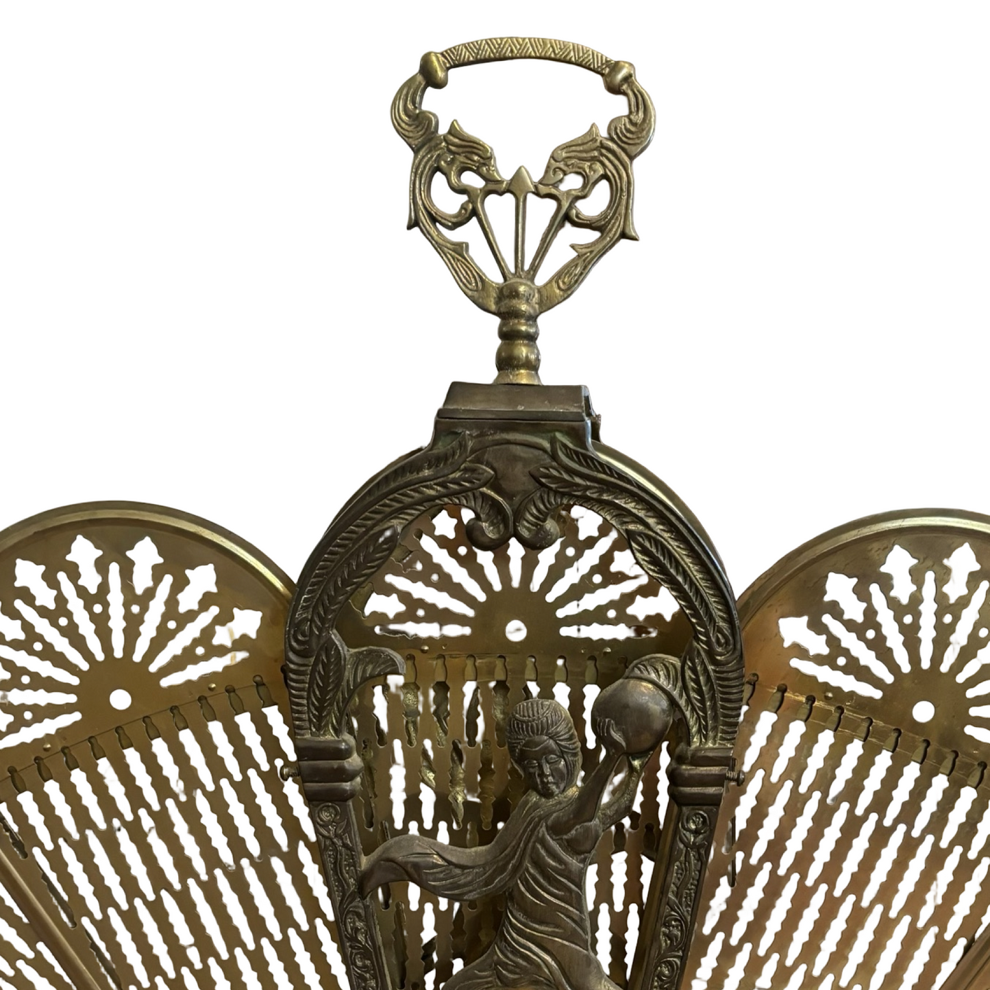 Extra Large Brass Peacock Fireplace Screen
