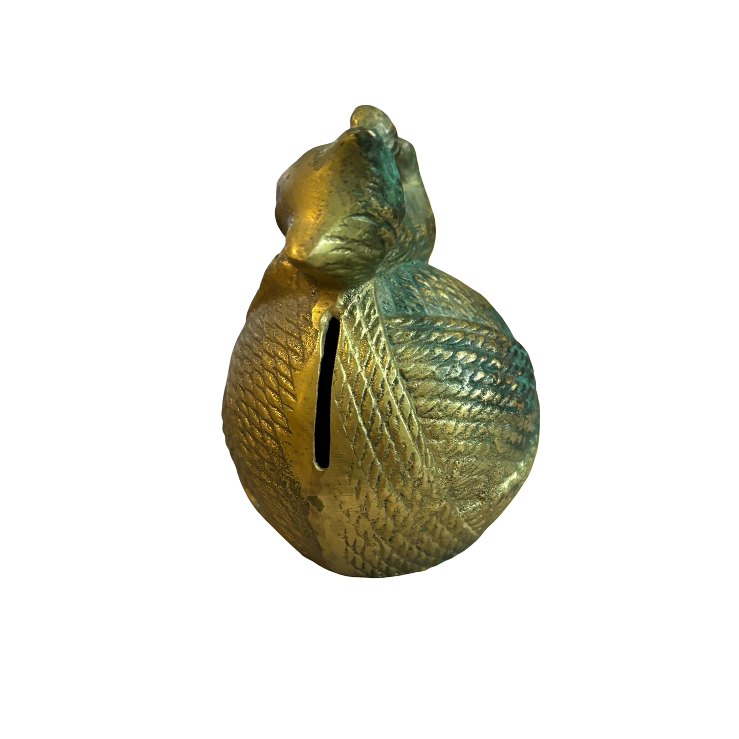 Brass Kitten on Yarn Coin Bank