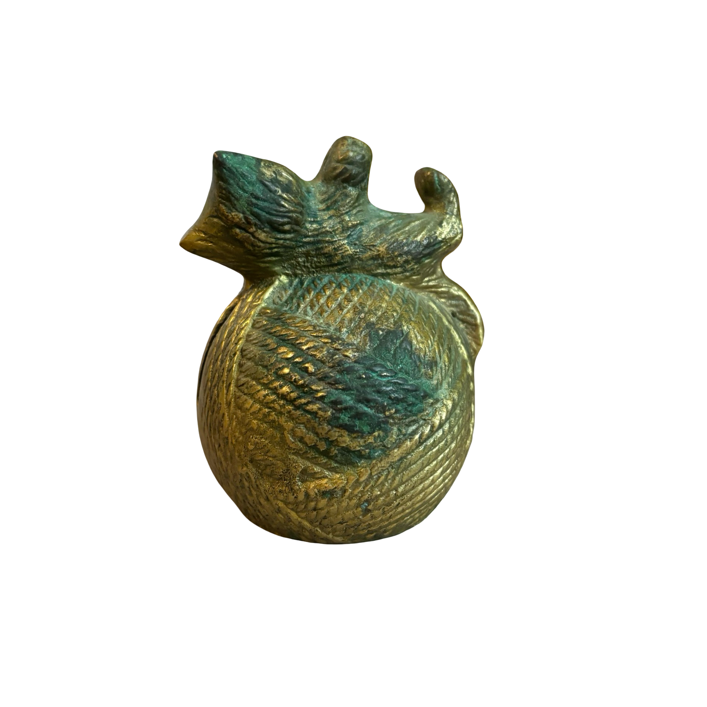 Brass Kitten on Yarn Coin Bank