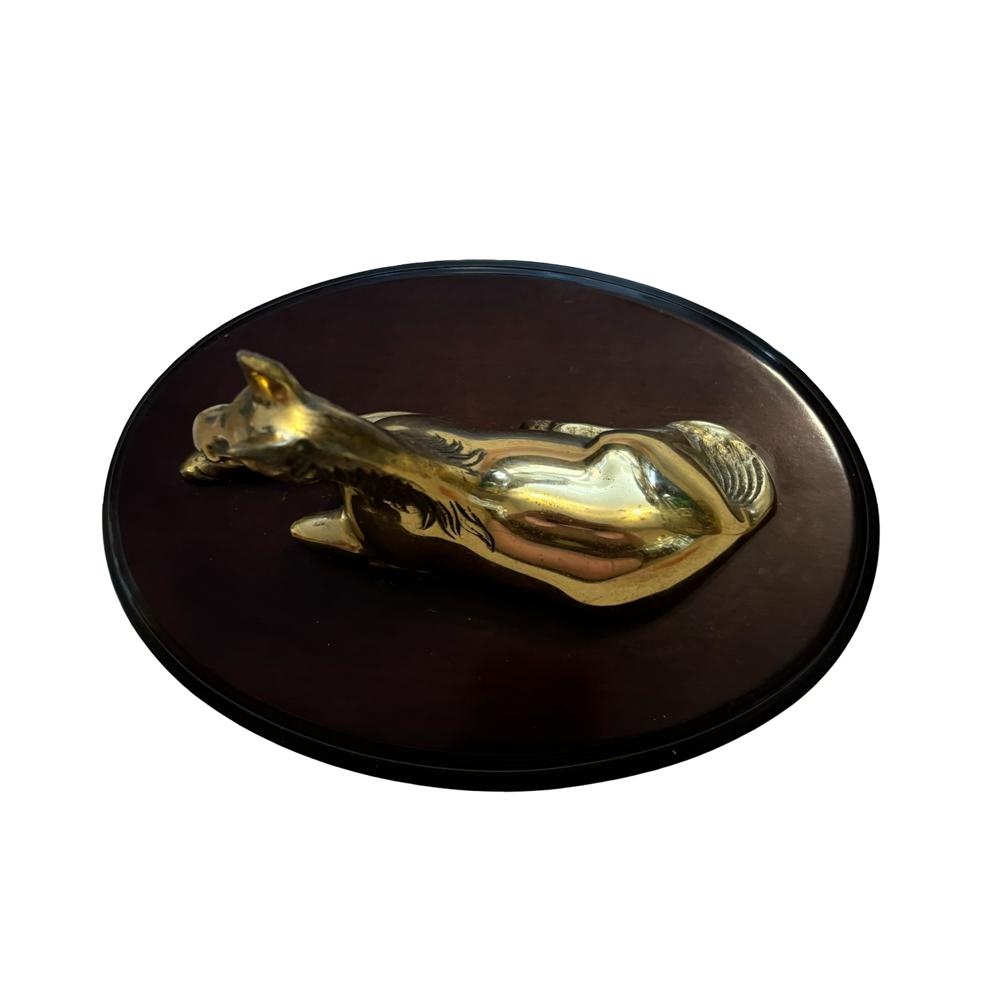 Brass Horse on Wooden Base