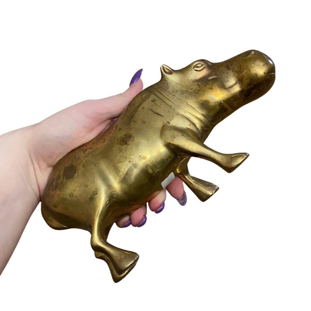 Large Brass Hippo