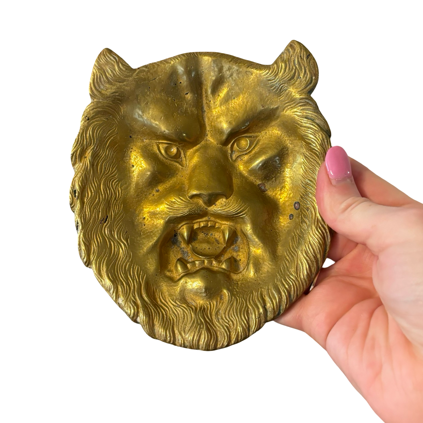 Brass Lion Face Trinket Dish