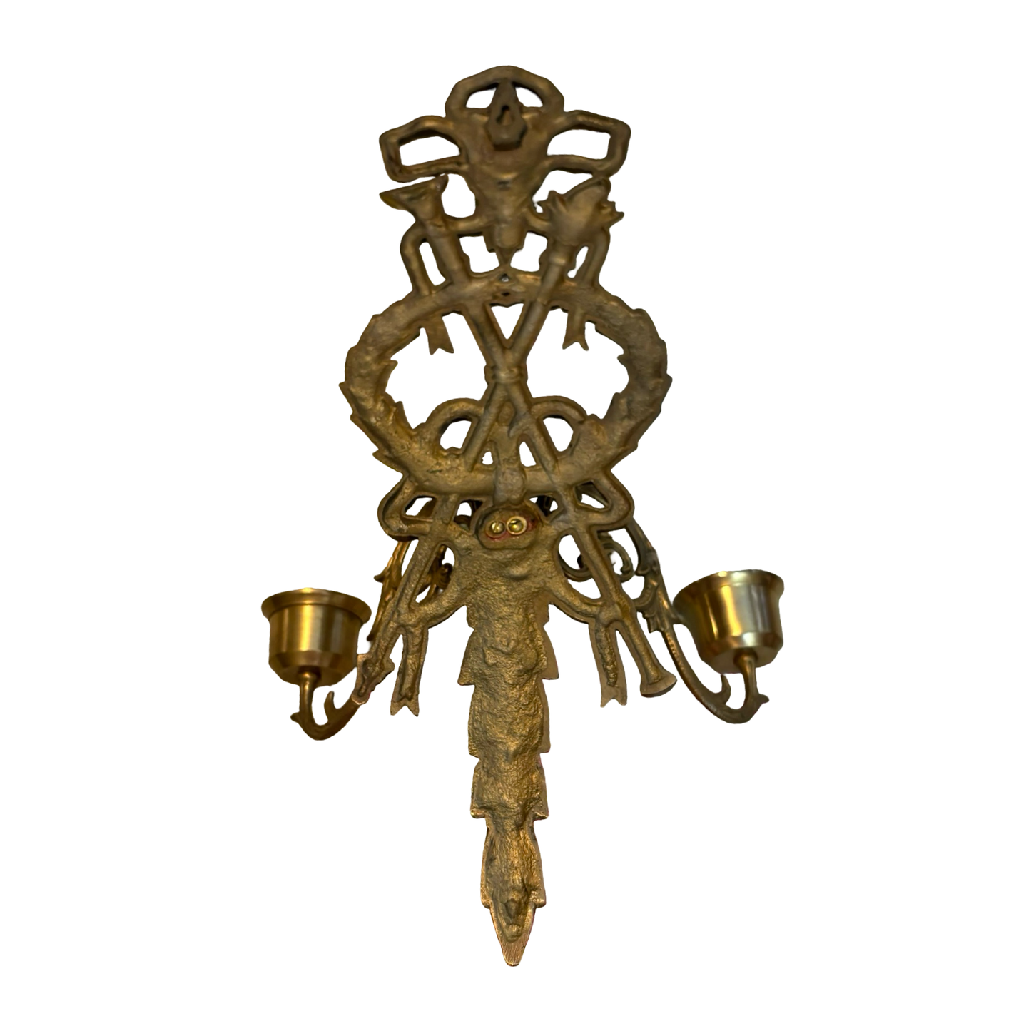 Pair of Large Ornate Brass Sconces