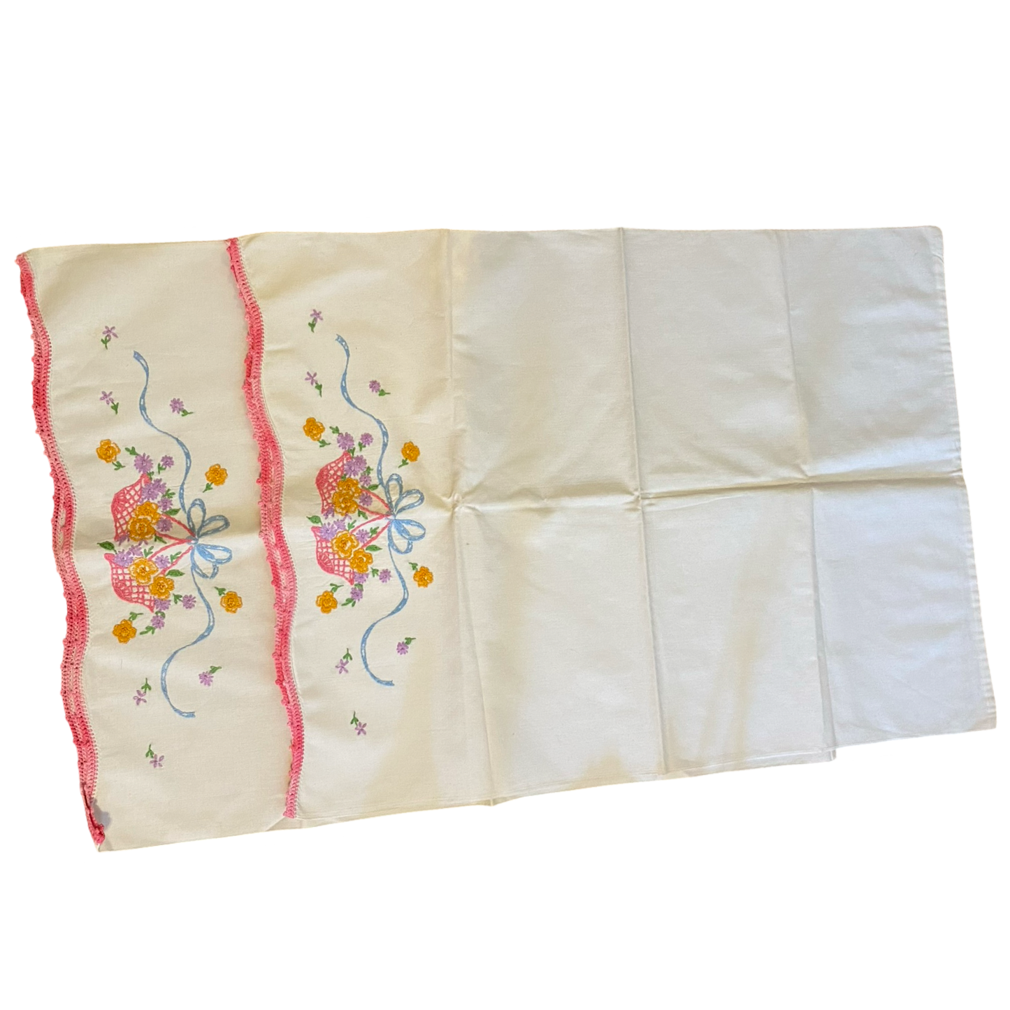 Set of Two Embroidered Pillow Cases