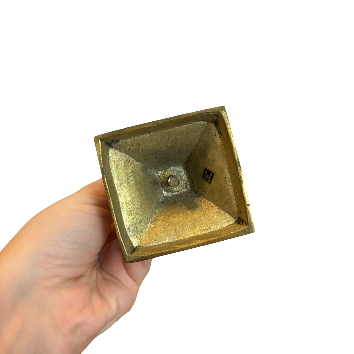 Brass and Wood Candle Holder Pair