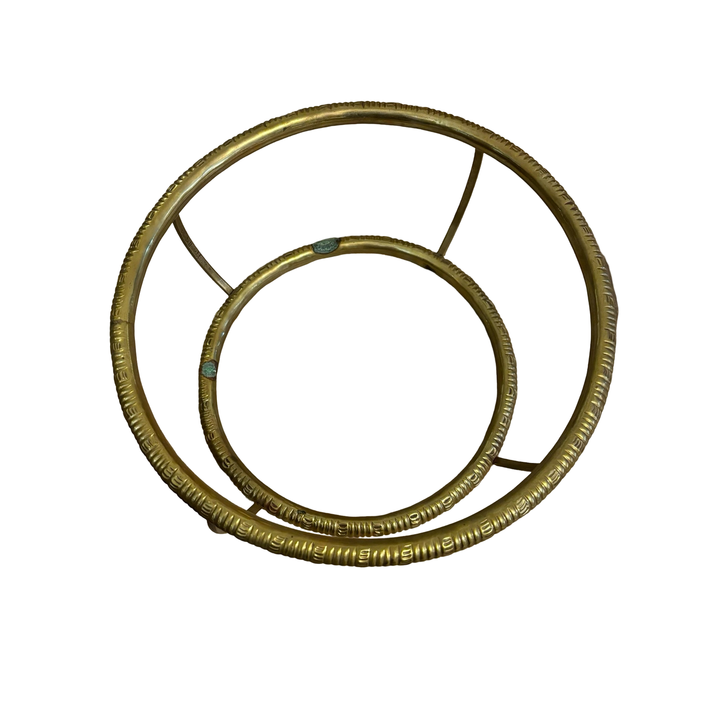 Vintage Italian Rattan Basket Bowl with Brass Trim in the Style of Gabriella Crespi