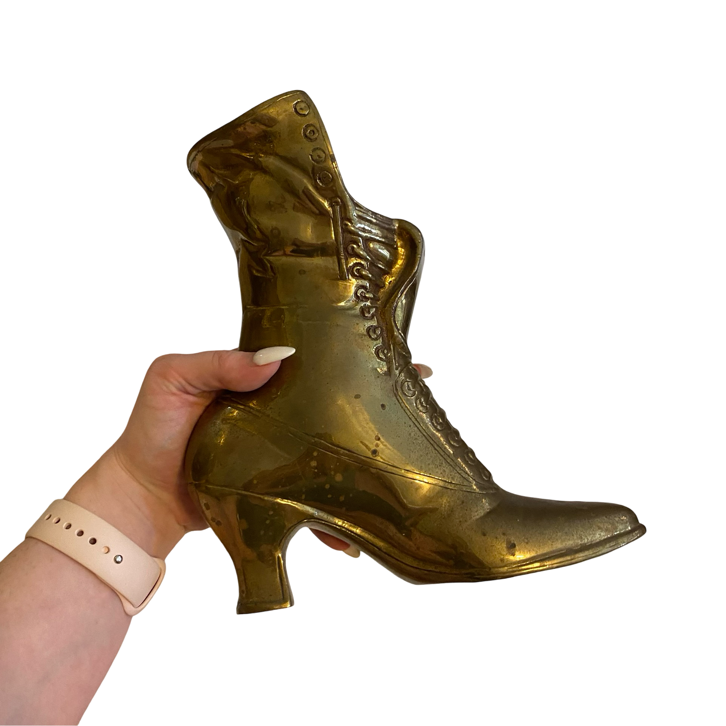 Large Victorian Brass Boot Vase