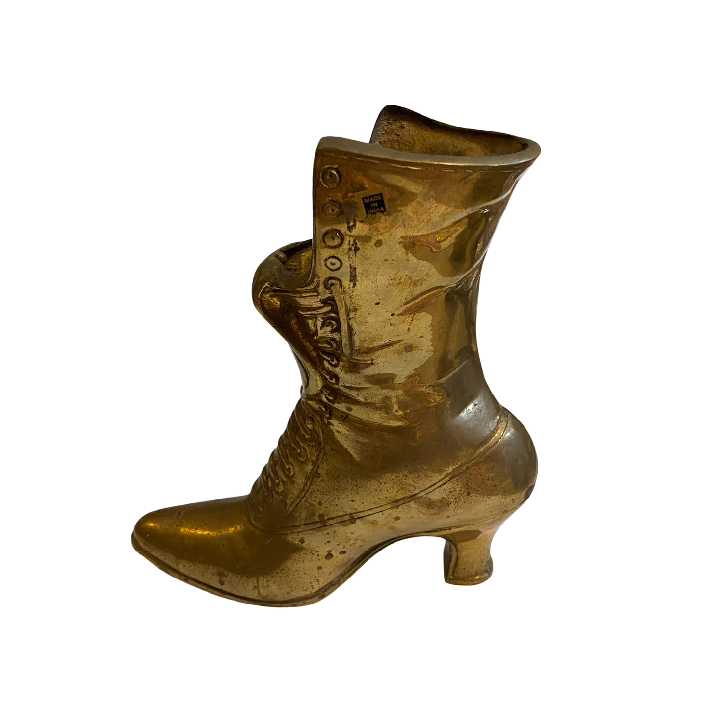 Large Victorian Brass Boot Vase