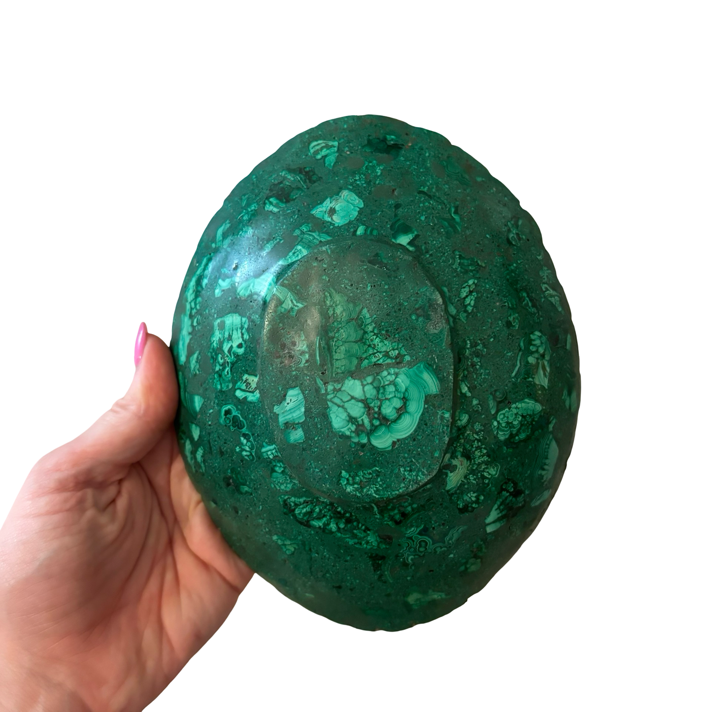 Medium Brass Rimmed Malachite Bowl