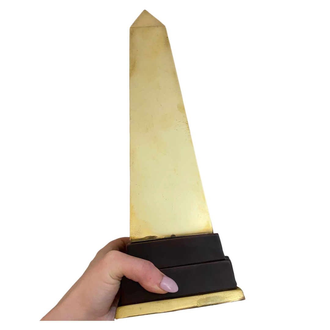 Brass and Wood Obelisk