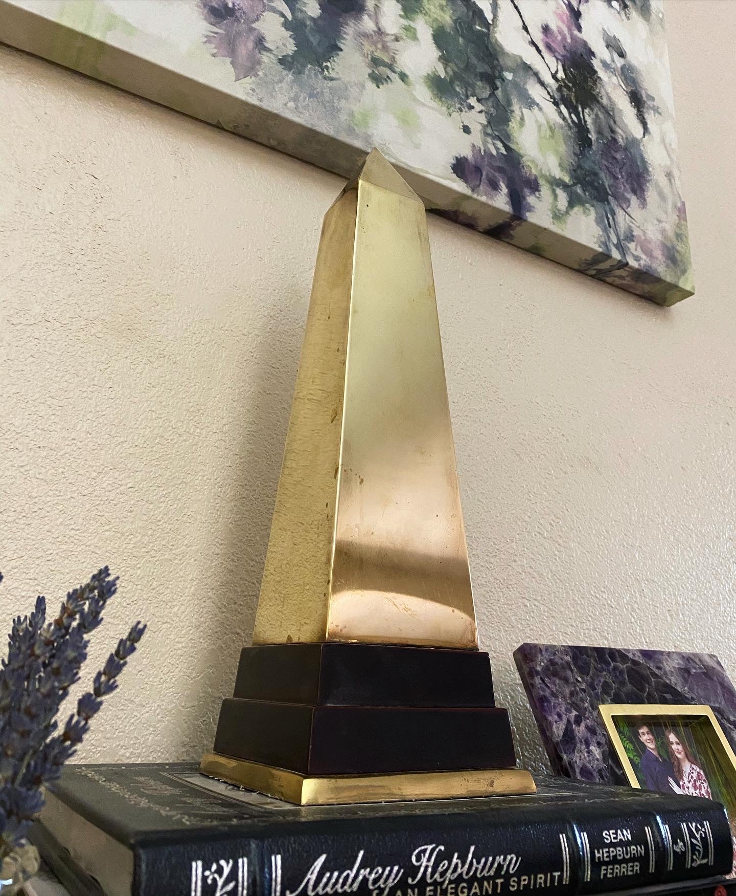 Brass and Wood Obelisk
