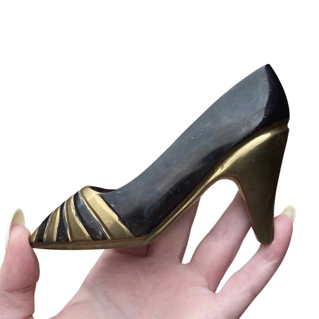 Brass Enameled High Heel Shoe