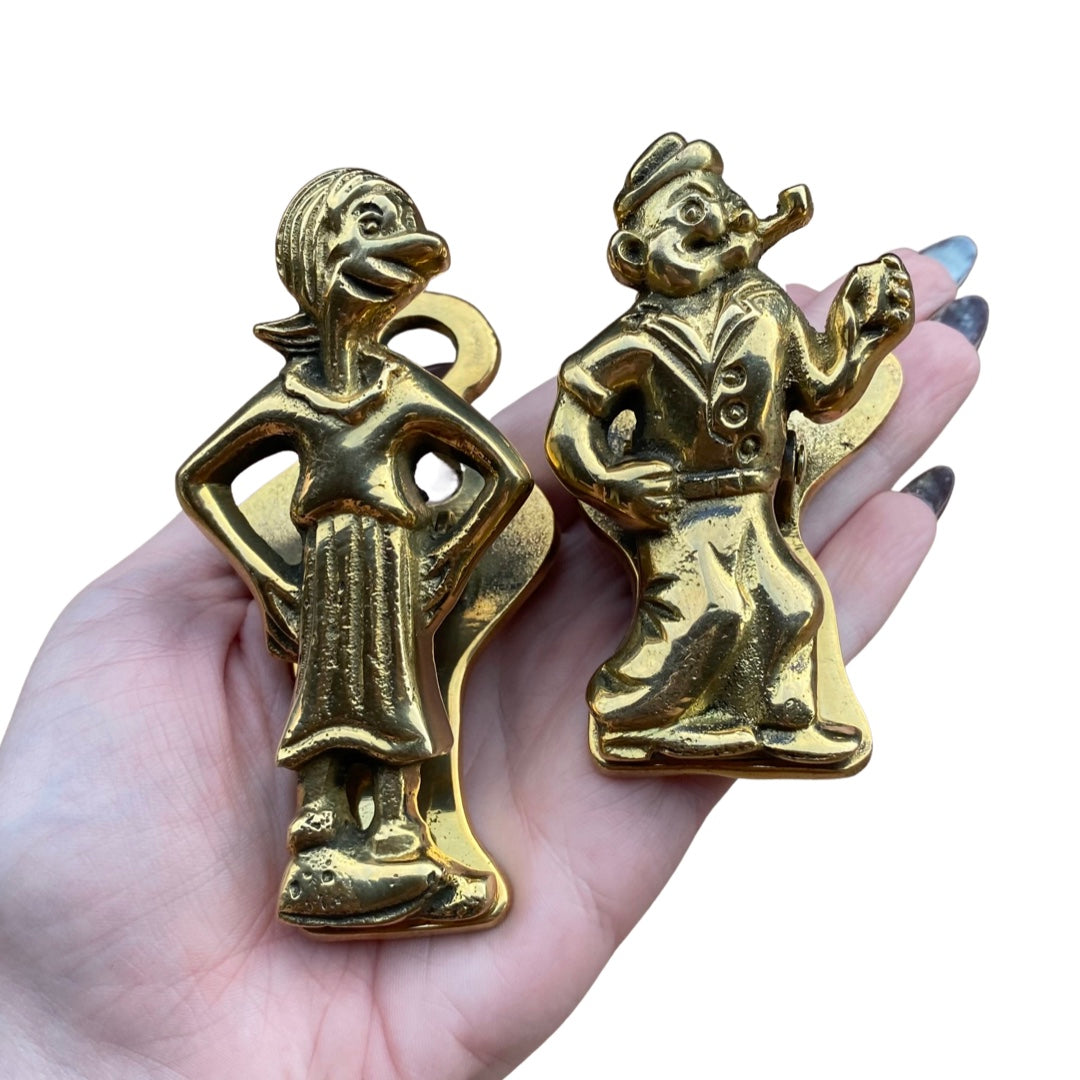 Popeye and Olive Oyl Brass Clips